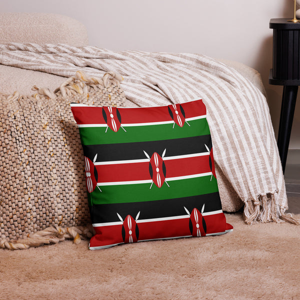 Kenya Premium Throw Pillow - Kenyan Flag Pattern