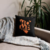 Kenya Premium Throw Pillow - Home, Kenya Orange Map on Black
