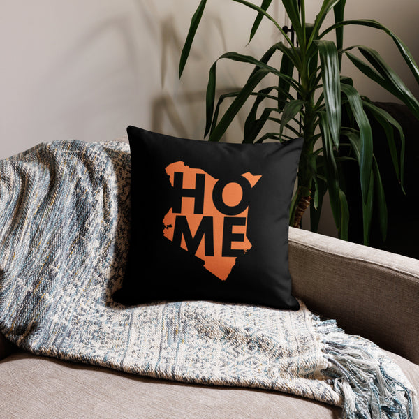 Kenya Premium Throw Pillow - Home, Kenya Orange Map on Black