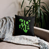 Kenya Premium Throw Pillow - Home, Kenya Grass Green Map on Black