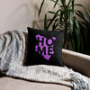 Kenya Premium Throw Pillow - Home, Kenya Magenta Map on Black