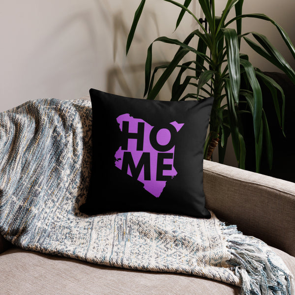 Kenya Premium Throw Pillow - Home, Kenya Magenta Map on Black