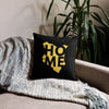 Kenya Premium Throw Pillow - Home, Kenya Yellow Map on Black