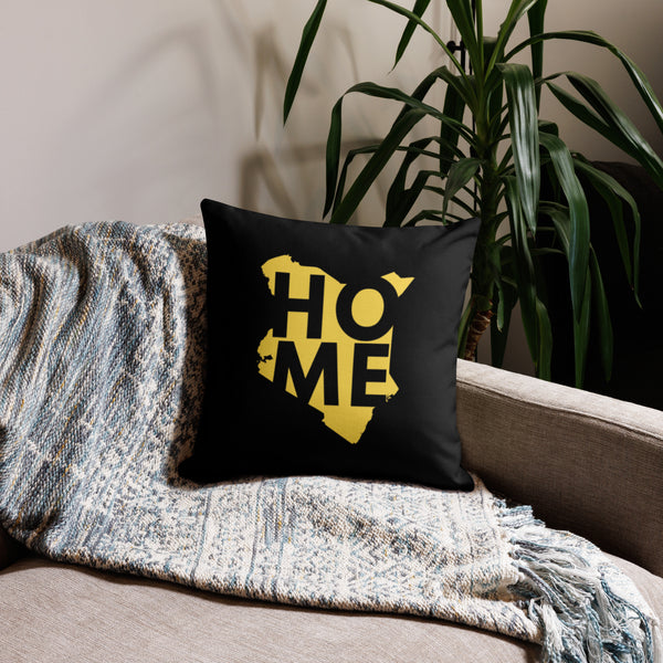 Kenya Premium Throw Pillow - Home, Kenya Yellow Map on Black
