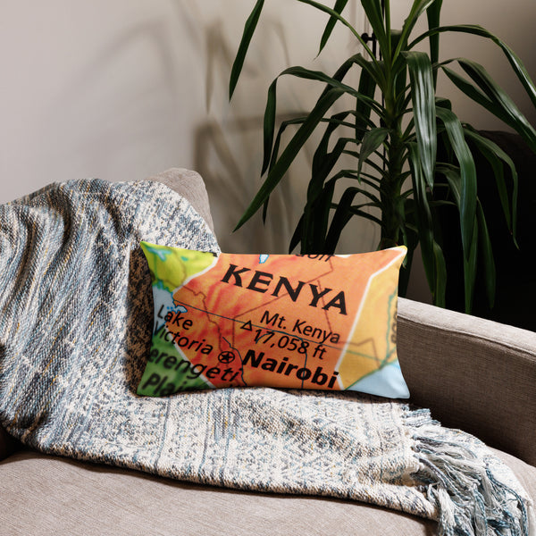 Kenyan Map Premium Throw Pillow