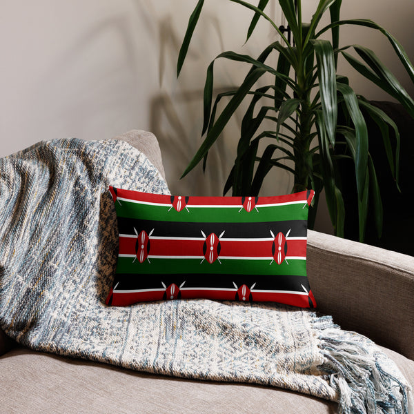 Kenya Premium Throw Pillow - Kenyan Flag Pattern