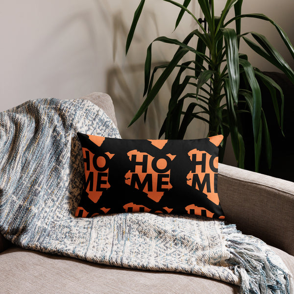 Kenya Premium Throw Pillow - Home, Kenya Orange Map on Black