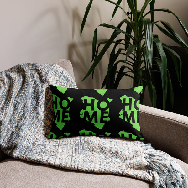 Kenya Premium Throw Pillow - Home, Kenya Grass Green Map on Black