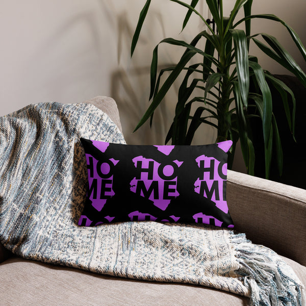Kenya Premium Throw Pillow - Home, Kenya Magenta Map on Black