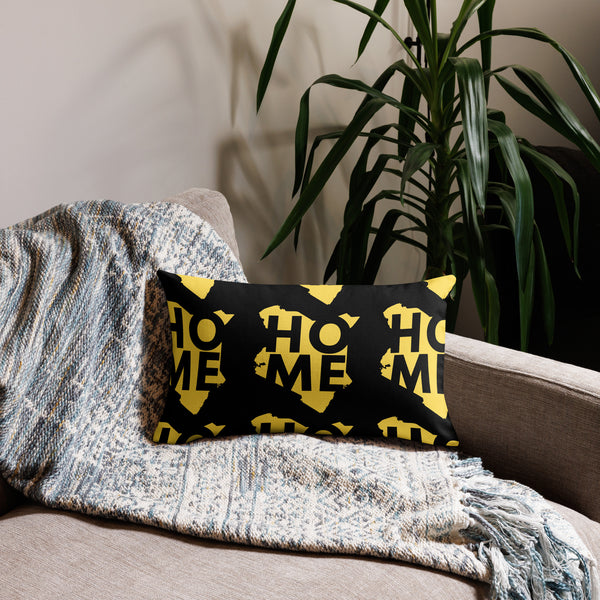Kenya Premium Throw Pillow - Home, Kenya Yellow Map on Black