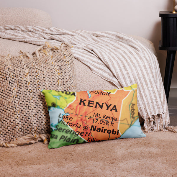 Kenyan Map Premium Throw Pillow