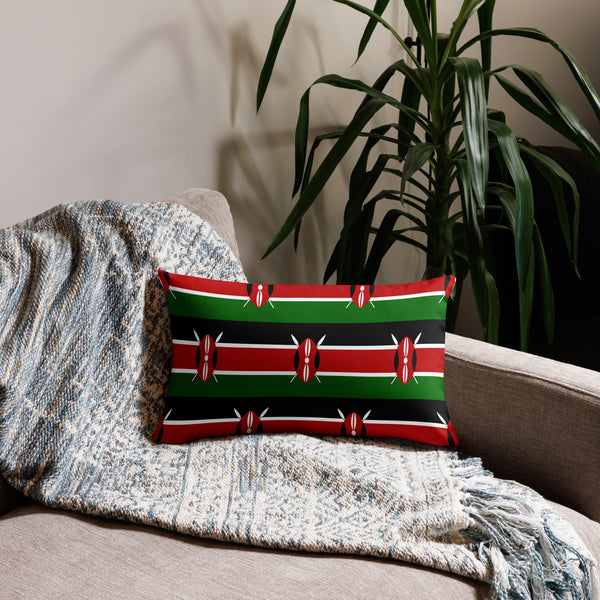 Kenya Premium Throw Pillow - Kenyan Flag Pattern