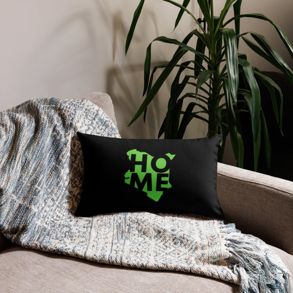 Kenya Premium Throw Pillow - Home, Kenya Grass Green Map on Black