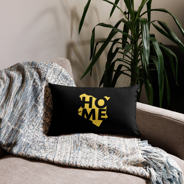 Kenya Premium Throw Pillow - Home, Kenya Yellow Map on Black
