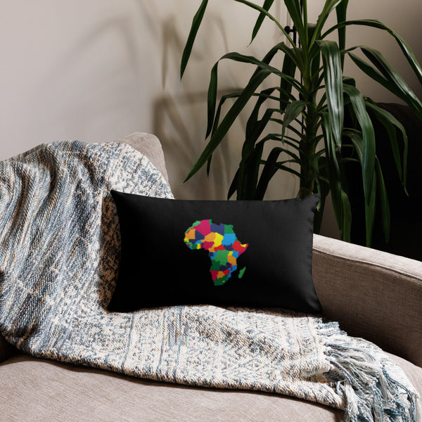Africa Premium Throw Pillow - Africa Countries Map on Plain Black