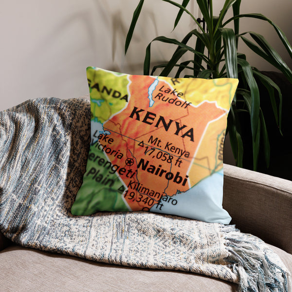 Kenyan Map Premium Throw Pillow