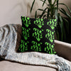 Kenya Premium Throw Pillow - Home, Kenya Grass Green Map on Black