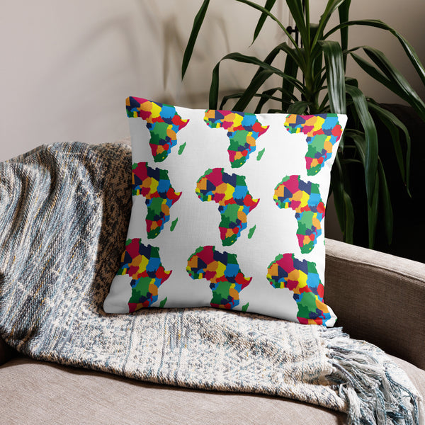 Africa Premium Throw Pillow - Africa Countries Map on Plain Black