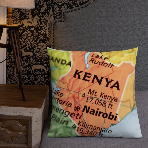 Kenyan Map Premium Throw Pillow