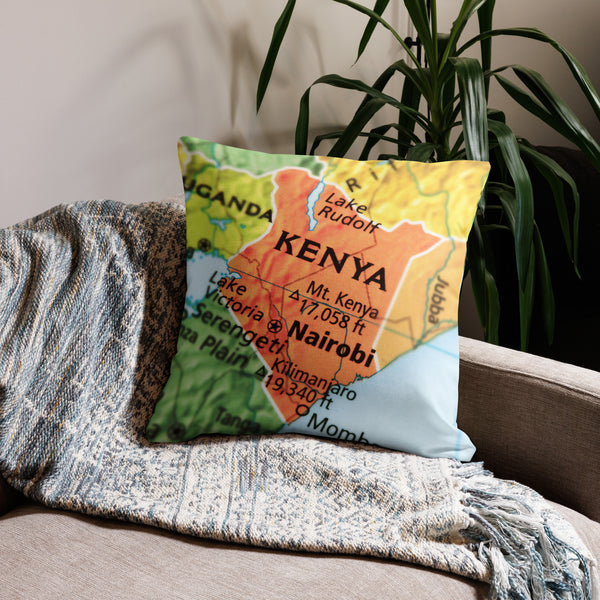 Kenyan Map Premium Throw Pillow