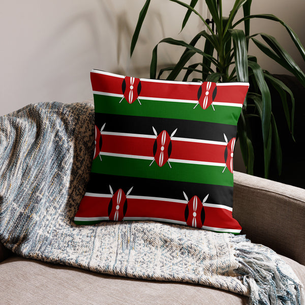 Kenya Premium Throw Pillow - Kenyan Flag Pattern