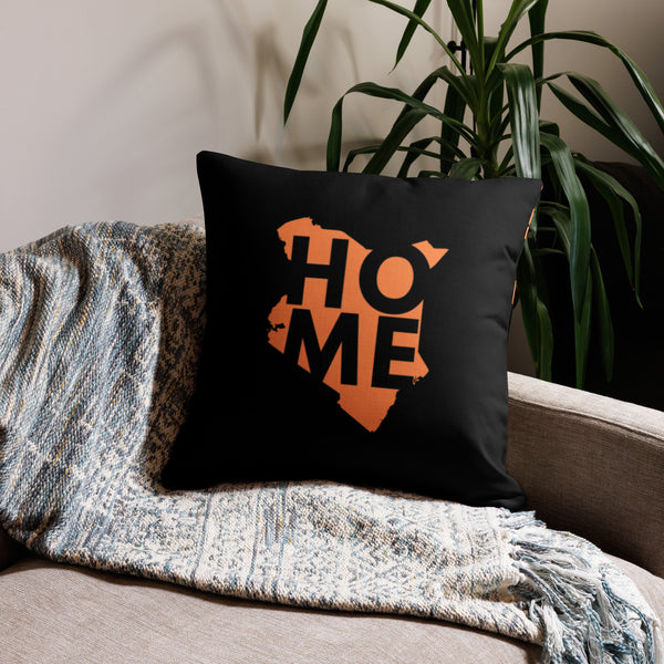 Kenya Premium Throw Pillow - Home, Kenya Orange Map on Black