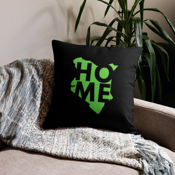 Kenya Premium Throw Pillow - Home, Kenya Grass Green Map on Black