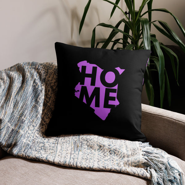 Kenya Premium Throw Pillow - Home, Kenya Magenta Map on Black