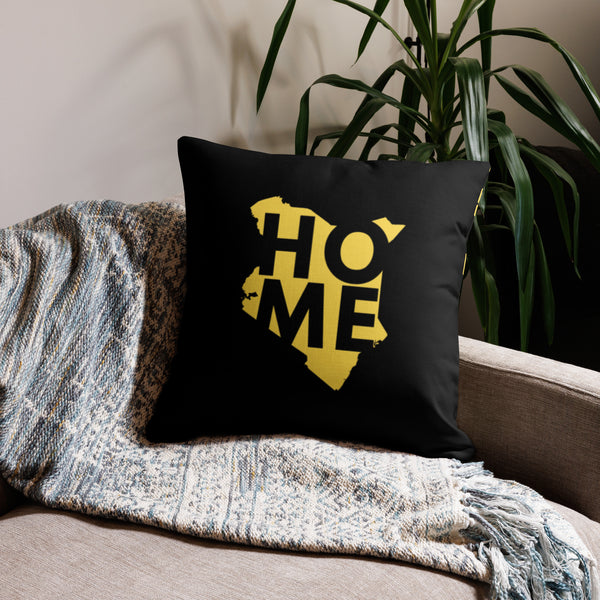 Kenya Premium Throw Pillow - Home, Kenya Yellow Map on Black