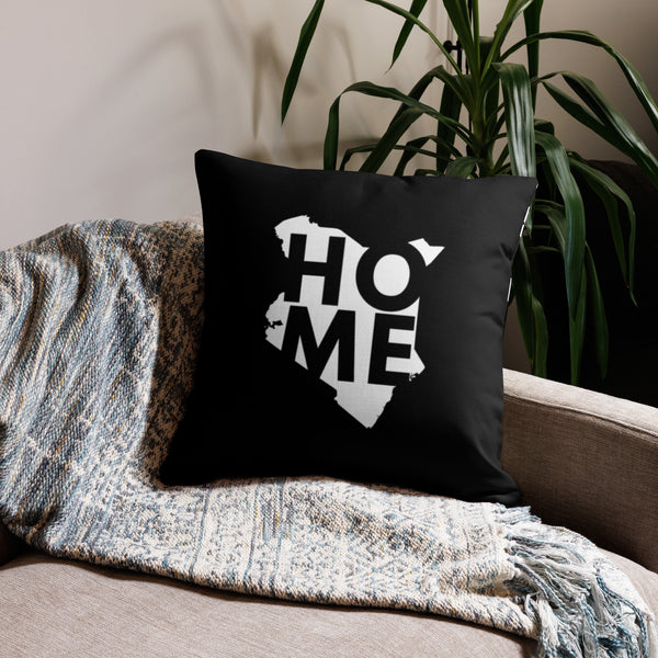 Kenya Premium Throw Pillow - Home, Kenya White Map on Black