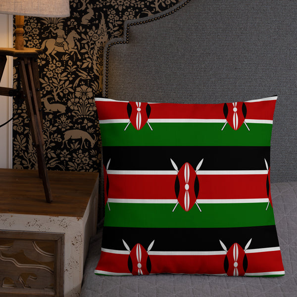 Kenya Premium Throw Pillow - Kenyan Flag Pattern