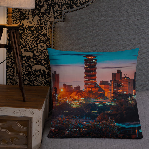 Kenya Premium Throw Pillow - Nairobi City, KICC