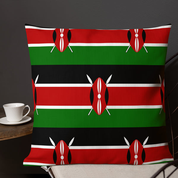 Kenya Premium Throw Pillow - Kenyan Flag Pattern