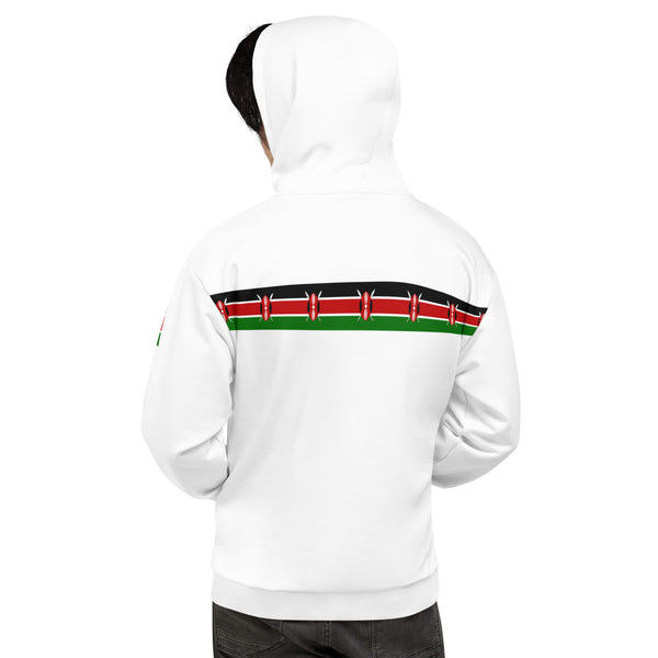 Kenya Flag Unisex Hoodie - Kenyan flag strip on White