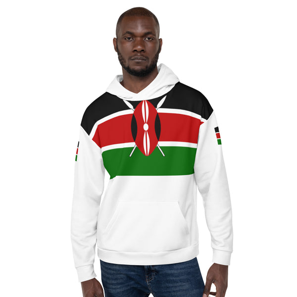 Kenyan Flag Unisex Hoodie - White
