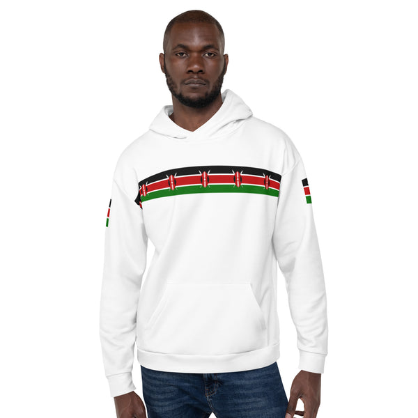 Kenya Flag Unisex Hoodie - Kenyan flag strip on White