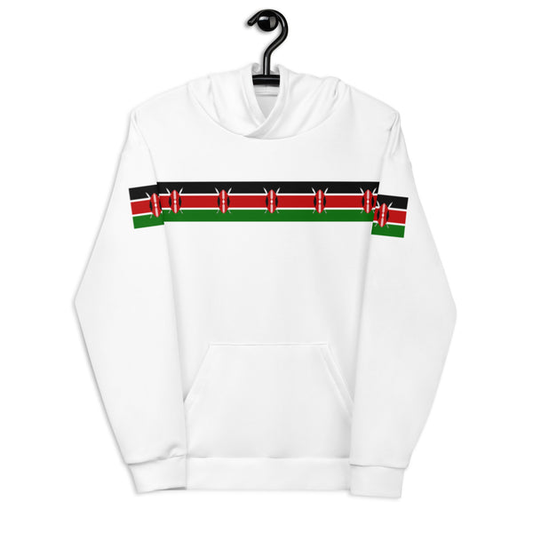 Kenya Flag Unisex Hoodie - Kenyan flag strip on White