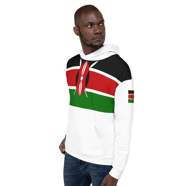 Kenyan Flag Unisex Hoodie - White