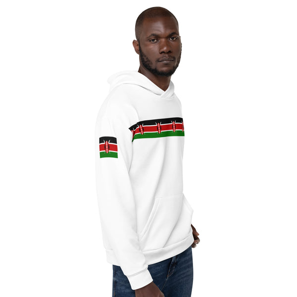 Kenya Flag Unisex Hoodie - Kenyan flag strip on White