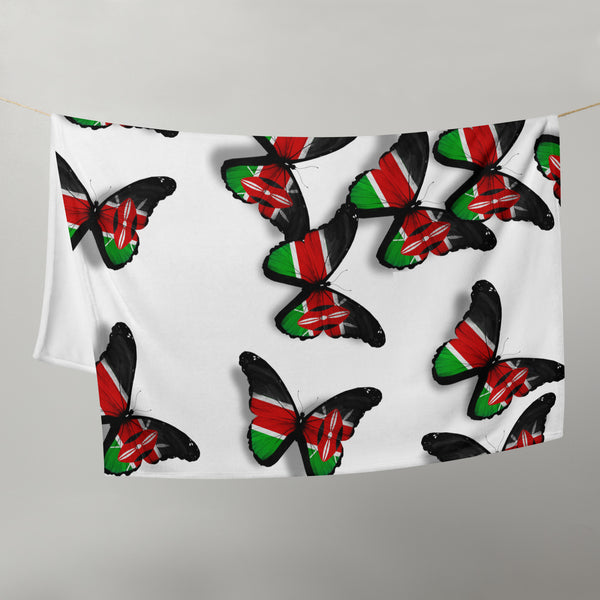 Kenya Flag Throw Blanket - Kenyan Flag (Butterflies pattern)