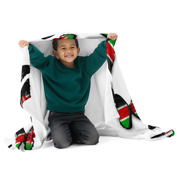 Kenya Flag Throw Blanket - Kenyan Flag (Butterflies pattern)