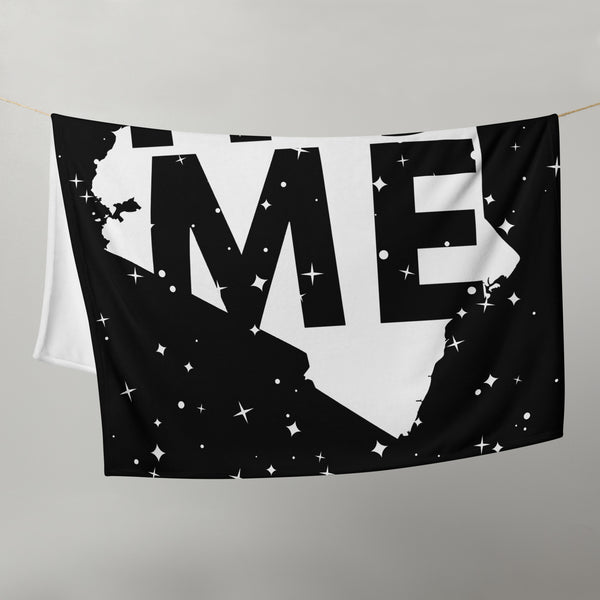 Kenya Premium Throw Blanket - Kenya White Map, on Starry Black Print