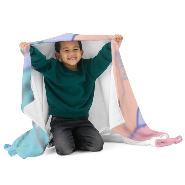 Kenya Premium Throw Blanket - Kenya Map (Blue)