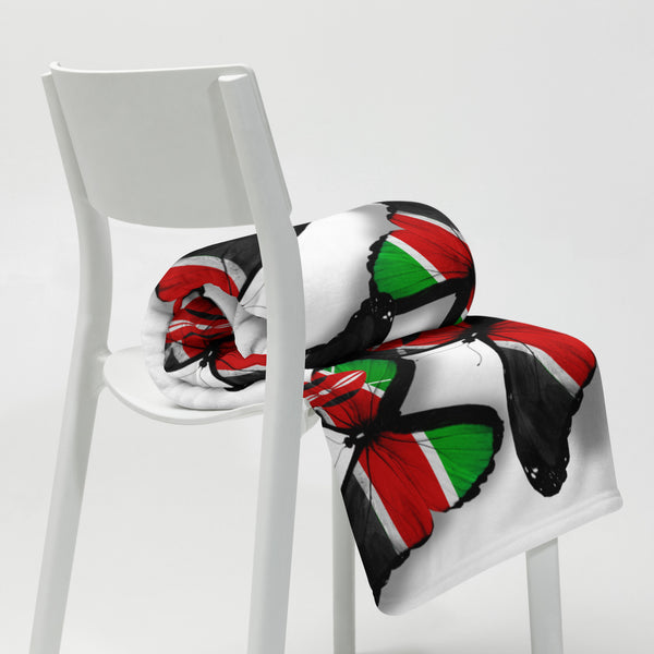 Kenya Flag Throw Blanket - Kenyan Flag (Butterflies pattern)