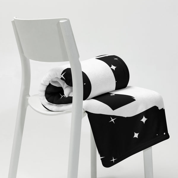 Kenya Premium Throw Blanket - Kenya White Map, on Starry Black Print