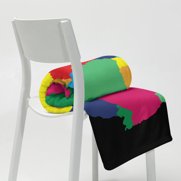 Africa Premium Throw Blanket - African Countries Map, on plain black