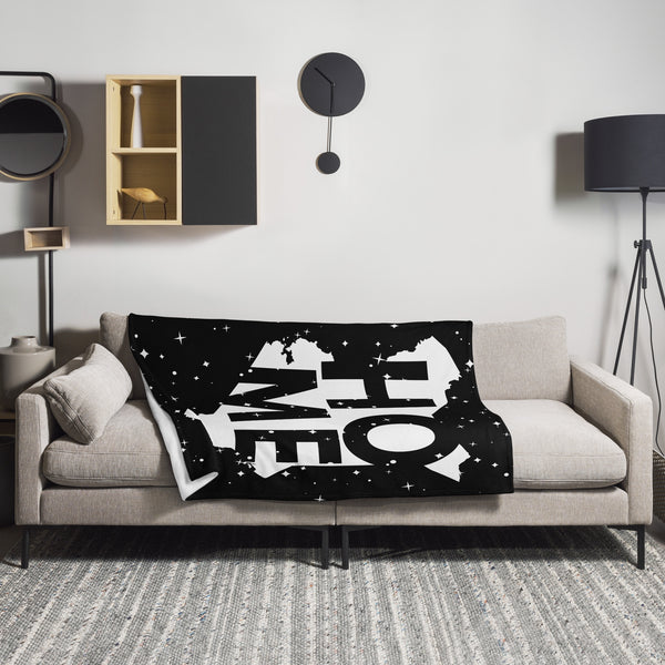 Kenya Premium Throw Blanket - Kenya White Map, on Starry Black Print