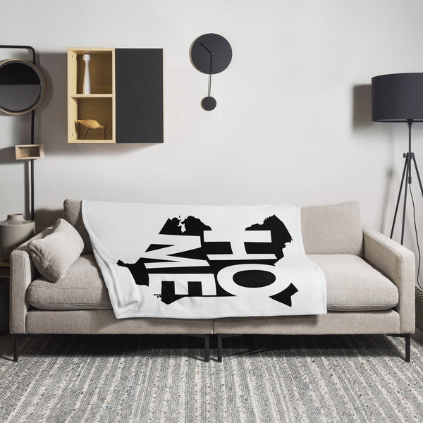 Kenya Premium Throw Blanket - Kenya Black Map, on White