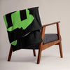 Kenya Premium Throw Blanket- Kenya Grass Green Map, on Plain Black