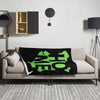 Kenya Premium Throw Blanket- Kenya Grass Green Map, on Plain Black